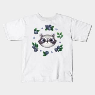 Raccoon and blueberry Kids T-Shirt